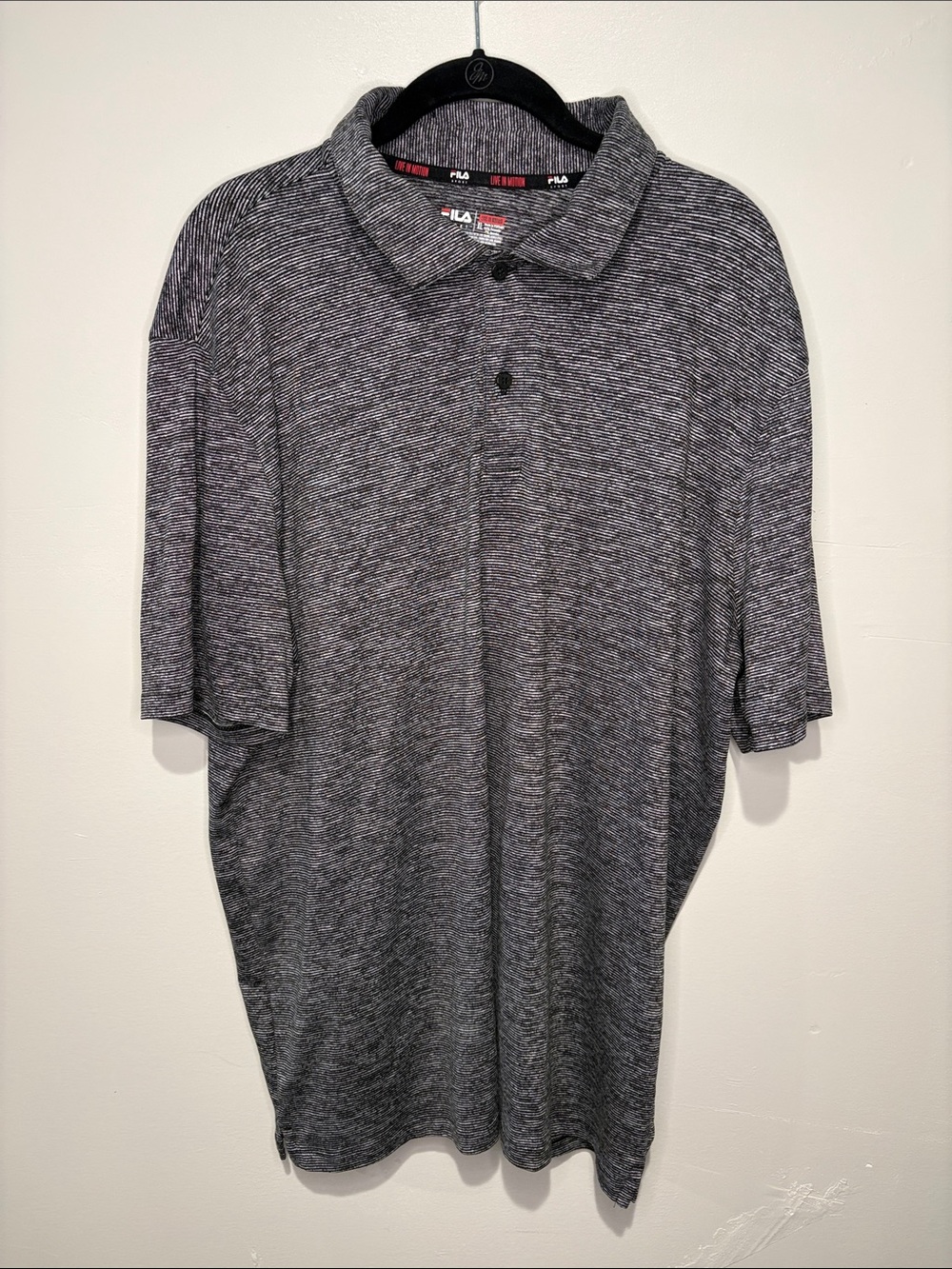 Fila Men's Marled Black & Gray Polo - XL